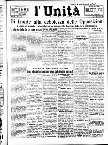 L'Unità : quotidiano degli operai e dei contadini